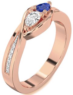 Diamond Rose Gold Pear Two Stone Promise Ring