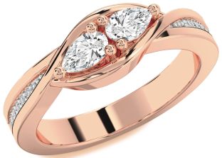 Diamond Rose Gold Pear Two Stone Ring