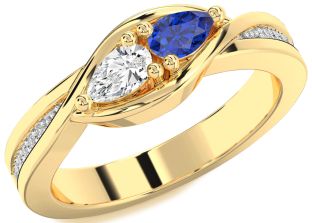 Diamond Gold Pear Two Stone Promise Ring
