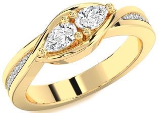 Diamond Gold Pear Two Stone Ring
