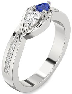 Diamond Platinum Pear Two Stone Promise Ring