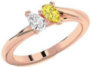 Rose Gold Pear Two Stone Promise Ring