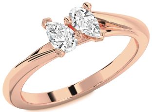 Diamond Rose Gold Pear Two Stone Ring