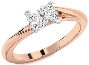 Diamond Platinum & Rose Gold Pear Two Stone Ring