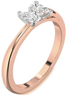 Diamond Platinum & Rose Gold Pear Two Stone Ring