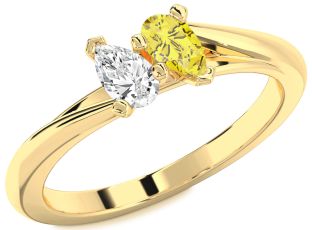 Gold Pear Two Stone Promise Ring