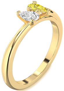 Gold Pear Two Stone Promise Ring