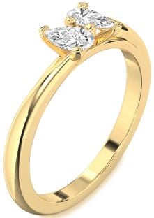Diamond Gold Pear Two Stone Ring