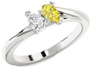Silver Pear Two Stone Promise Ring