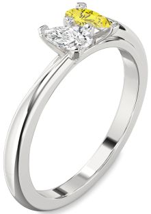 Platinum Pear Two Stone Promise Ring
