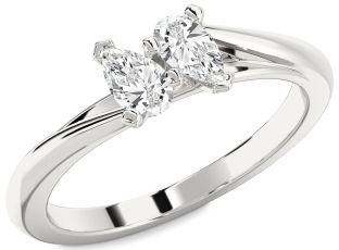 Diamond Platinum Pear Two Stone Ring