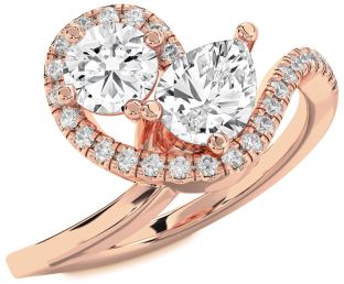 Diamond Rose Gold Pear Two Stone Ring
