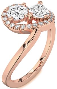 Diamond Rose Gold Pear Two Stone Ring