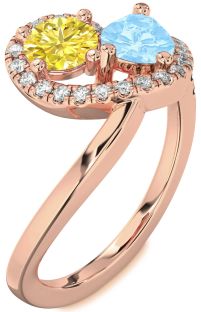 Diamond Rose Gold Pear Two Stone Promise Ring