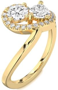 Diamond Gold Pear Two Stone Ring