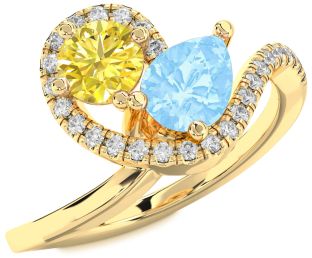 Diamond Gold Pear Two Stone Promise Ring