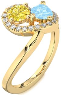 Diamond Gold Pear Two Stone Promise Ring