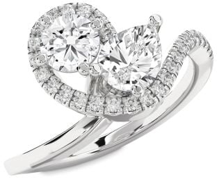 Diamond Platinum Pear Two Stone Ring