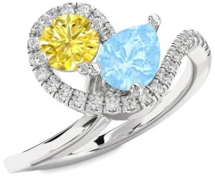 Diamond Platinum Pear Two Stone Promise Ring