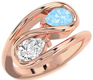 Rose Gold Silver Pear Two Stone Promise Ring