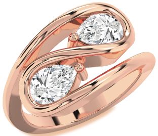 Diamond Rose Gold Pear Two Stone Ring