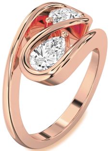 Diamond Rose Gold Pear Two Stone Ring