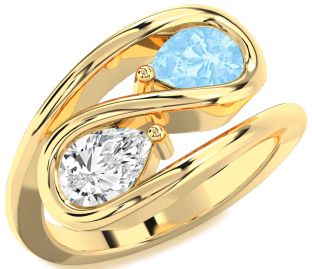 Gold Pear Two Stone Promise Ring