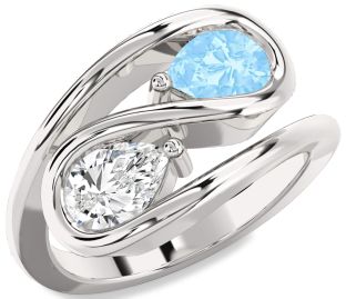 Platinum Pear Two Stone Promise Ring