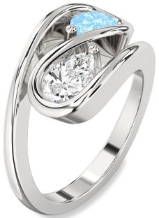 Platinum Pear Two Stone Promise Ring