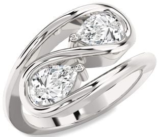 Diamond Platinum Pear Two Stone Ring