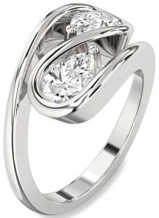 Diamond Platinum Pear Two Stone Ring