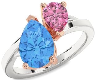 White Rose Gold Pear Two Stone Promise Ring