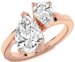 Diamond Rose Gold Pear Two Stone Ring