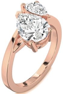Diamond Rose Gold Pear Two Stone Ring