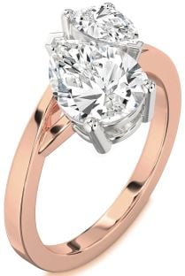 Diamond Platinum & Rose Gold Pear Two Stone Ring