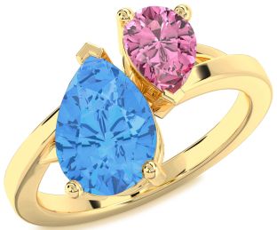 Gold Pear Two Stone Promise Ring