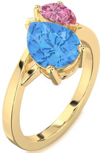 Gold Pear Two Stone Promise Ring