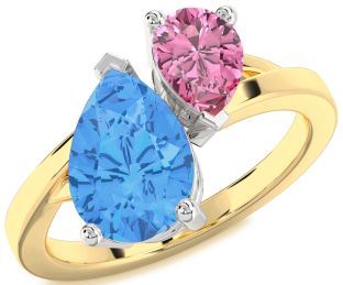 White Yellow Gold Pear Two Stone Promise Ring