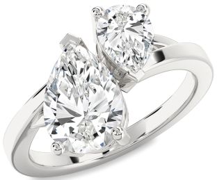 Diamond White Gold Pear Two Stone Ring
