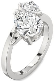 Diamond Platinum Pear Two Stone Ring