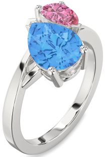 Platinum Pear Two Stone Promise Ring