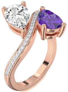 Diamond Rose Gold Pear Two Stone Promise Ring