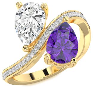 Diamond Gold Pear Two Stone Promise Ring