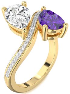 Diamond Gold Pear Two Stone Promise Ring