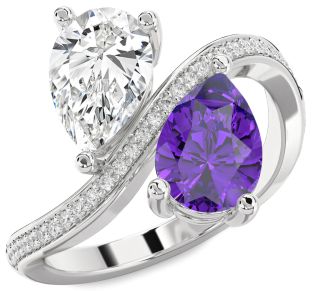 Diamond Platinum Pear Two Stone Promise Ring