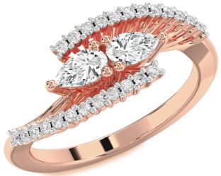 Diamond Rose Gold Pear Two Stone Ring