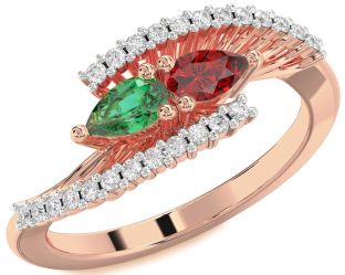 Diamond Rose Gold Pear Two Stone Promise Ring