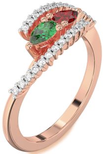 Diamond Rose Gold Pear Two Stone Promise Ring
