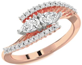 Diamond White Rose Gold Pear Two Stone Ring