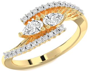 Diamond Gold Pear Two Stone Ring